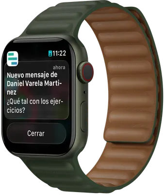 Aviso de mensaje nuevo en el reloj del paciente