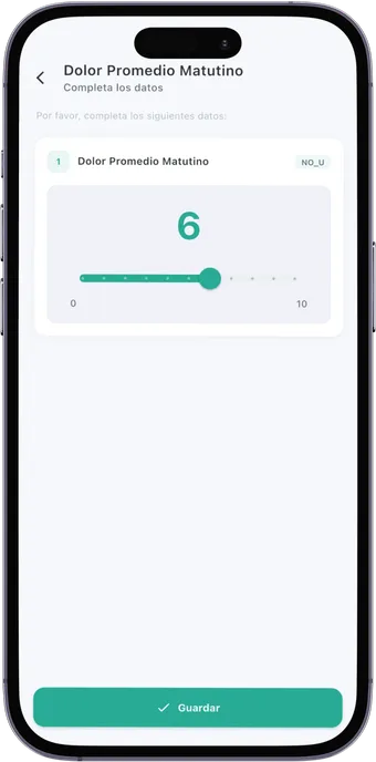 Registro del dolor en la app del paciente